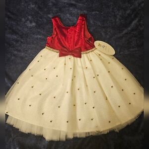 Burgundy and cream dress